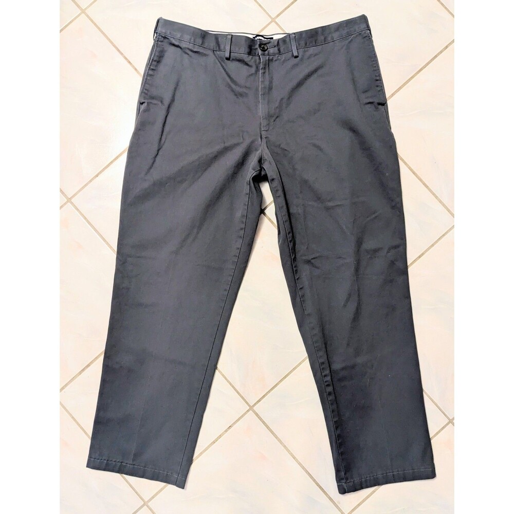 Lands' End Men's Pants 40x30.5 Gray Adjustable Waist 100% Cotton Traditional Fit